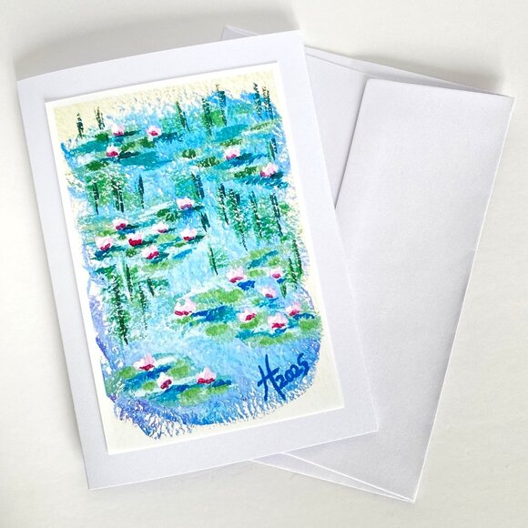Lilies and Willows Art Print 5x7in Blank Greeting Card and Envelope All Occasion - Picture 4 of 4